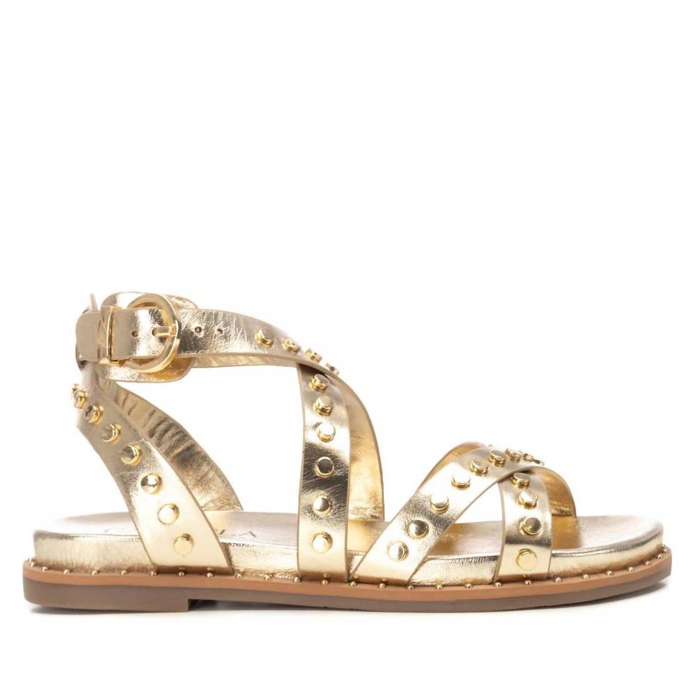 NEW XTI women's strapy flat sandals in gold